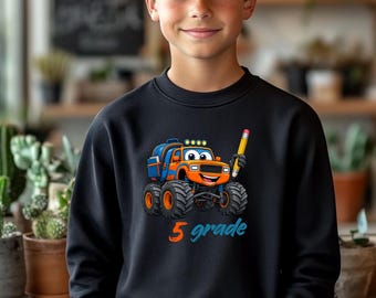 Ready to Crush Kindergarten Sweatshirt,Monster Truck Back to School T-Shirt, Toddler Boy School Tee, Pre-K First Day Shirt,Kids School Shirt