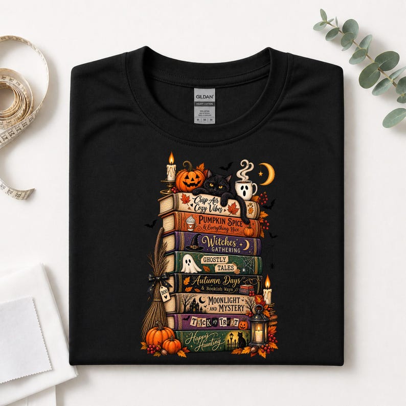 Bookish Halloween Shirt, Cozy Witchy Reader Tee, Dark Academia Pumpkin Spice Gift, Autumn Book Lover