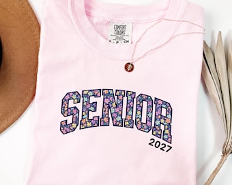Senior Class of 2027 Shirt Comfort Colors Senior 2027 Shirt High School Senior Tshirt Back to School Tee Floral Senior Sweatshirt Purple Top
