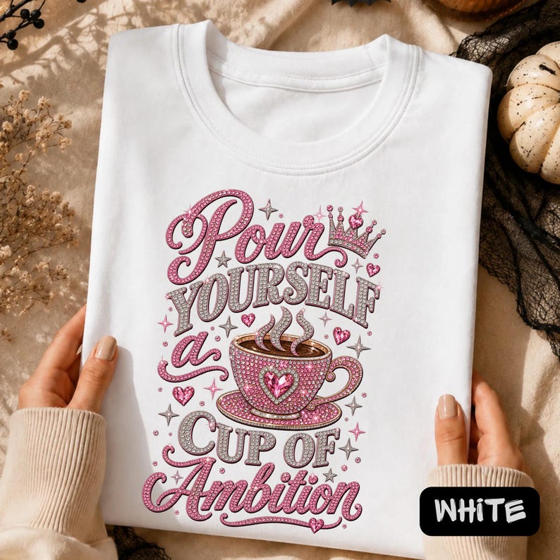 Cup Of Ambition Shirt, Country Music Lyric Tee, Pink Glitter Coffee Lover Tshirt, Cowgirl Gift