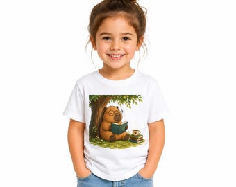 Capybara Adventures Graphic Tee, Cozy Book Lover Shirt, Cute Animal Reader Gift, Bibliophile Reading Tee, Funny Capybara Bookish