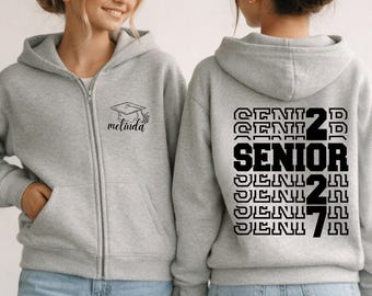 Senior Class of 2027 Full Zip Hoodie , Senior 2027 Hoodie,High School Senior Back to School Full Zip Hoodie