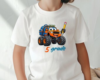 Custom School Grade, Ready to Crush Kindergarten Shirt, Monster Truck Back to School T-Shirt, Toddler Boy School Tee, Pre-K First Day Shirt