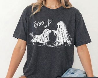 Ghost Dog Halloween Shirt, Cute Spooky Ghost Tee, Dog Mom Autumn Graphic, Dog Lover Gift