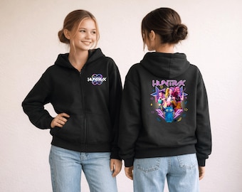 Huntrix Hoodie, Youth KPop Full Zip Hoodie