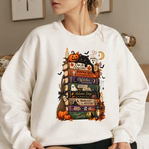 Bookish Halloween Shirt, Cozy Witchy Reader Tee, Dark Academia Pumpkin Spice Gift, Autumn Book Lover
