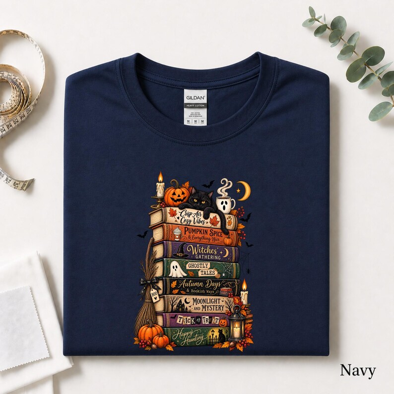 Bookish Halloween Shirt, Cozy Witchy Reader Tee, Dark Academia Pumpkin Spice Gift, Autumn Book Lover