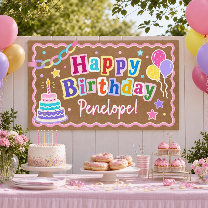 Fancy Birthday Banner Template, Magazine Letters Party Sign ...