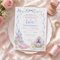 Bibbidi Bobbidi TWO Invitation Template, Pink & Blue Princess Birthday Invitation, Bippity Boppity Two Birthday Invite, Canva Editable product logo