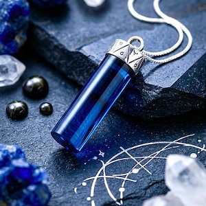 Blå sibirisk kvartshänge, 925 sterlingsilver