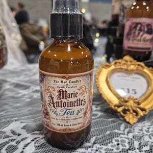 Marie Antoinette’s Tea Room & Linen Spray, Sweet Tea, Soft Leather, Golden Amber, Vintage Inspired Home Fragrance, 4 oz