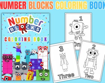 Number Blocks Coloring Pages | Cartoon Math Learning Activity (Digital Download)