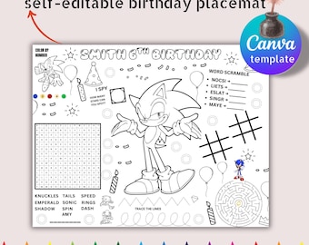 Sonic Birthday Activity Sheet – Kids Party Games, Maze & Coloring (Printable Template)