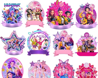Kpop Girl Hunters Cake Topper Bundle | Editable PNG Cupcake Toppers | Canva Birthday Party Decorations | Printable Party Decor Set