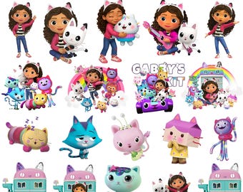 Gabby's Dollhouse Clipart Bundle, Birthday Party PNGs (Digital Download)
