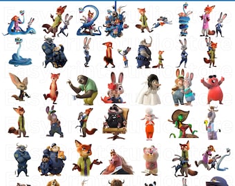 42 PNG-paket Zootopia 2 | Zootopia PNG Clipart | Zoomania-karaktärer | Sublimeringsdesign i kartong | Digital nedladdning