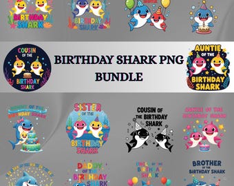 Birthday Shark Family PNG Clipart Bundle | 30+ Designs (Digital Download)