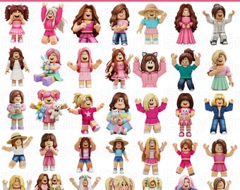 35 Roblox Girl PNG Bundle Pink, Cute Roblox Girls PNG, Instant Digital Download, Roblox Avatar Clipart, Transparent PNG for Shirts