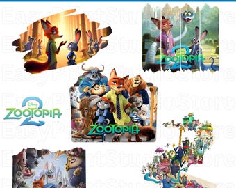 5 Zootopia 2 PNG-bundel, sublimatieontwerp, digitale download met hoge resolutie, cartoonfilm, clipart, afdrukbare png-bestanden
