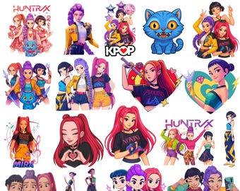 K-Pop Demon Hunters PNG Clipart Bundle, Idol Group Character Designs (Digital Download)