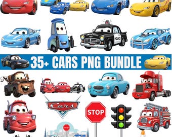 Lightning McQueen  Tow Mater PNG Clipart Bundle Cars Cartoon PNG Kids Birthday Party PNG Cake Topper PNGSublimation Design