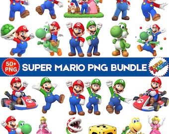 Super Mario Characters PNG Bundle, Mario Luigi Peach Clipart (Digital Download)