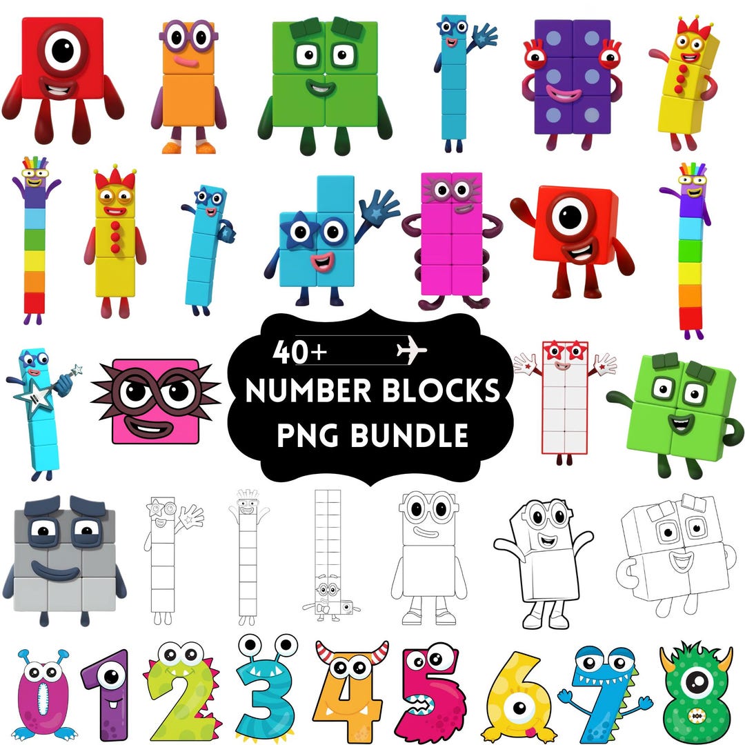 Number Blocks PNG Bundle, Cartoon Math Characters, Kids Learning ...