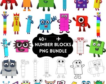 Number Blocks PNG Bundle, Cartoon Math Characters, Kids Learning Clipart