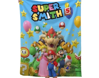 Super Mario Flannel Blanket Soft Plush Throw Cozy Gamer Gift Warm Fleece Blanket for Bed Sofa Travel Inspired Blanket