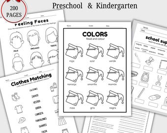 Spanish Worksheet Bundle for Kids | 200 Pages of Printable Activities for Preschool & Kindergarten Learning