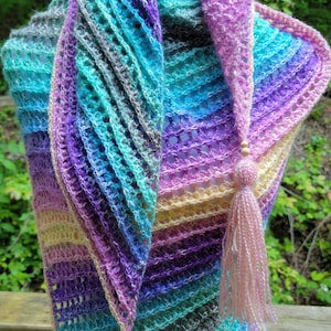 Dragon Belly Shawl in Pastel Rainbow