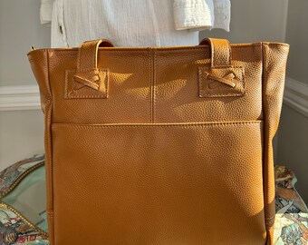 Tan Tote Purse Leather Large, by Lebanon Leather Work, Made in USA