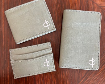 Passport Wallet, Men's Wallet, Card Wallet, Sage Green Leather, by Lebanon Leather Work