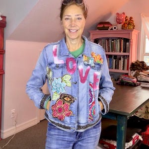 Up-cycled Denim Jacket for the Lover of 70&#39;s Style, Super Fun and Funky Retro Vintage Wear, Gift for Her
