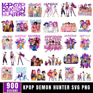 900+ Kpop Demon Hunters PNG Bundle, Girl Dinner Png, Huntrix fans, Digital Download, Anime K-Pop Girl Stickers, Saja Boys, Girls Bands Png,
