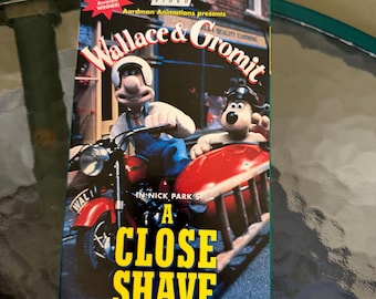 Cinta VHS titulada 'A Close Shave' de la serie Wallace & Gromit de Nick Park