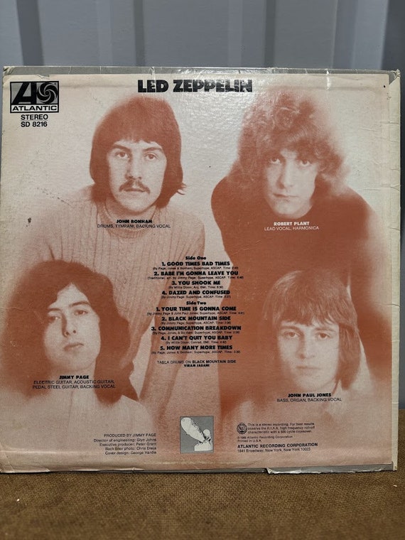 Led Zeppelin 1 SD 8216 Atlantic Recording Vinyl LP Record Album