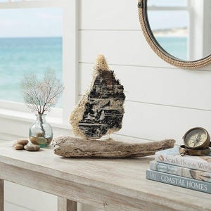Handmade Driftwood Sailboat with a Unique Recycled piece of Fiberglass