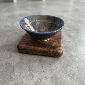 Studio Pottery Small Blue and Bronze Bowl with unique Modern pattern