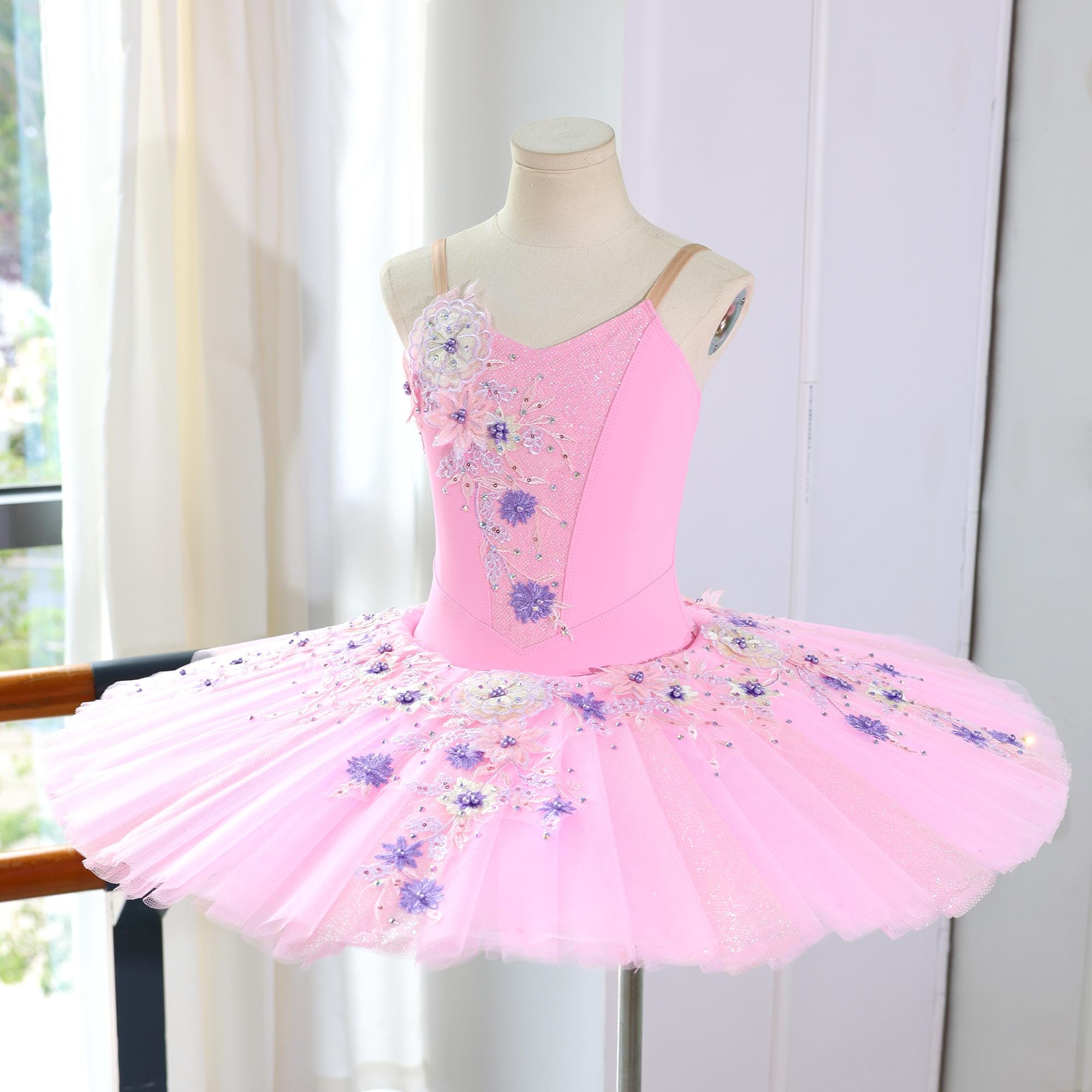 Professional Pink Ballet Tutu Pancake Purple Floral Rhinestone Handmade Adult Costume Professional Pink Ballet Tutu Pancake Purple Floral Rhinestone Handmade Adult Costume