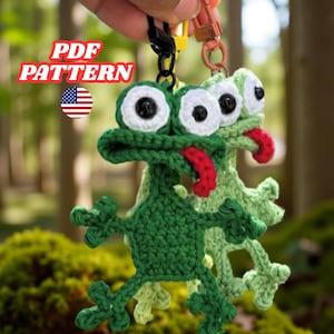 Gehaakt Crazy Frog-sleutelhangerpatroon | Grappig amigurumi-speelgoed (pdf)