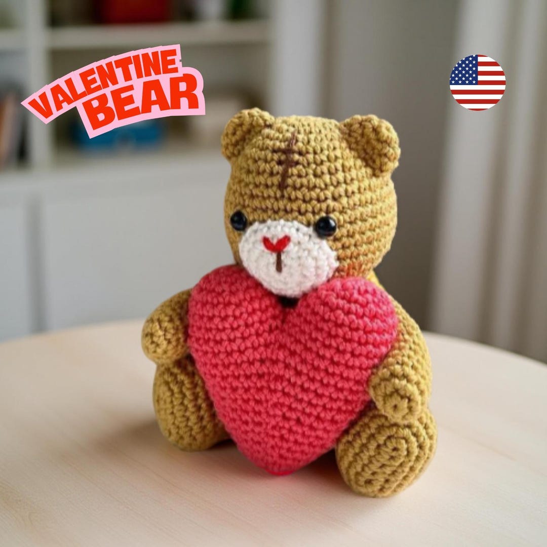 Valentine Teddy Bear Crochet Pattern – Amigurumi Heart Bear (PDF) - Etsy