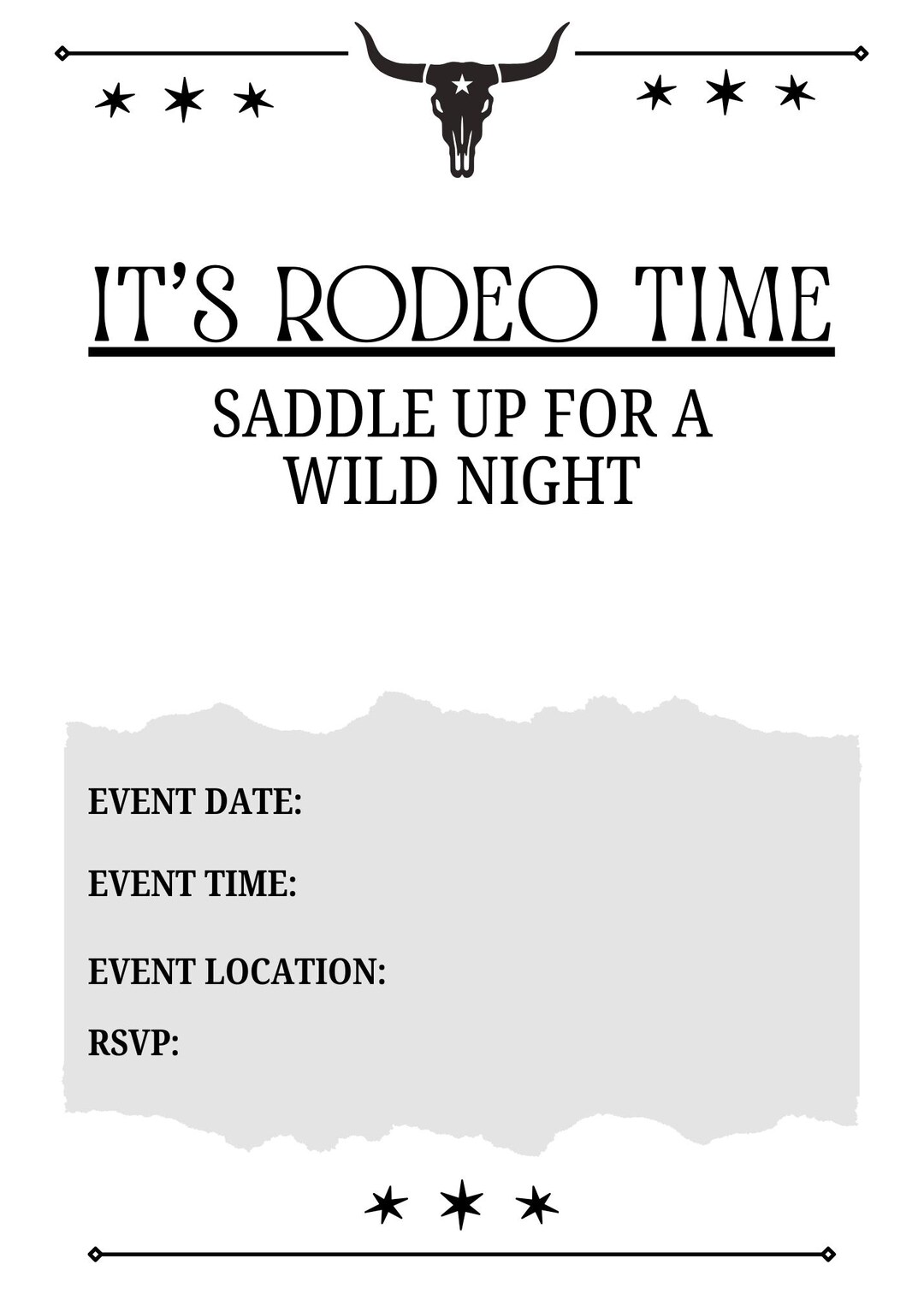 Rodeo Party Invitation Template | Western Night Invite | Editable Canva ...