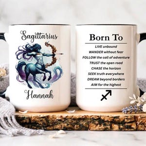 Personalized Sagittarius Mug, Custom Zodiac Birthday Gift, Astrology Lover Coffee Cup, Celestial Birthday Gift, Sagittarius Affirmation Mug
