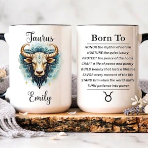 Personalized Taurus Affirmation Mug, Custom Name Zodiac Gift, Earth Sign Astrology Lover Coffee Cup, Zodiac Birthday Gift, Aesthetic Mug