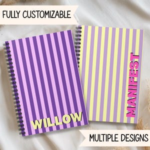 Personalized Striped Spiral Notebook, Custom Name or Initials Back to School Notebook, Everyday Notebook for Company Or Classroom Notes