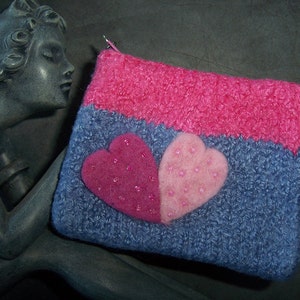 Periwinkle and Pink Felted Itty Bitty Bag