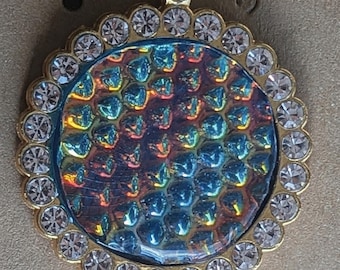 Dichroic Pendant Resin Pendant, Iridescent Statement Necklace, Artisan Crafted Jewelry