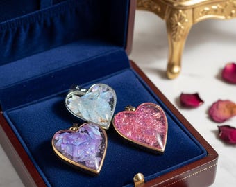 Resin Pendant, Handcrafted Heart Shaped Abalone Shell Necklace, Unique Statement Jewelry for Her