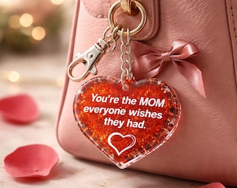 Resin Keychain of a Red Heart Mother's Day Gift